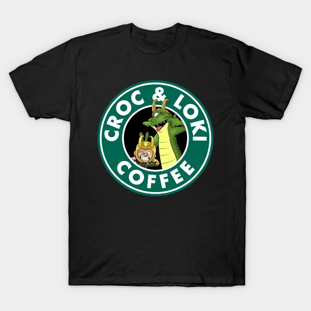 Croc & Loki Coffee T-Shirt by peekxel